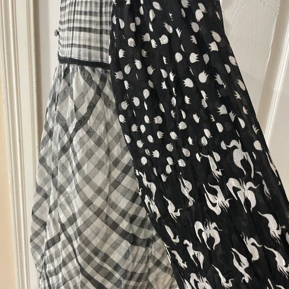 BL-NK BLOUSE MIRANDA PEASANT MONOCHROMATIC BLACK/WHITE SHEER PRINT Sz S BADDIE - Picture 16 of 16